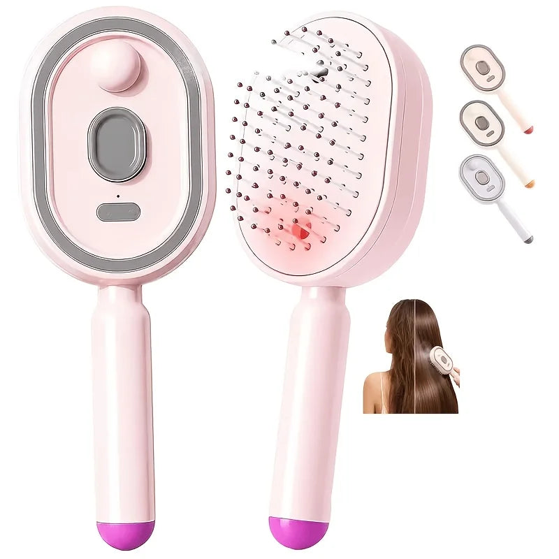 Cordless Electric Mist Hair Brush With Integrated Scalp Massager