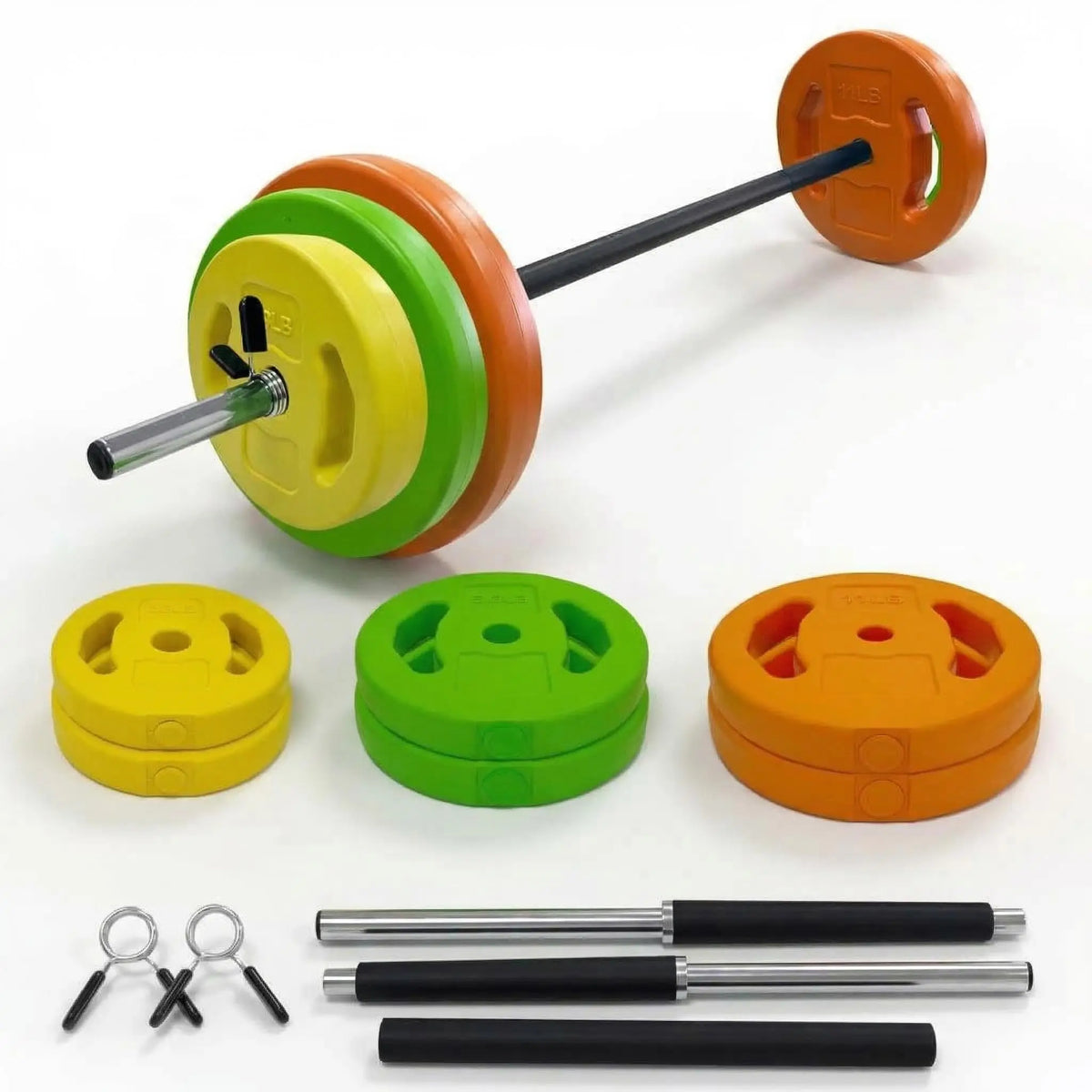 Adjustable PU Coated Barbell Dumbbell Weight Set With Clamps