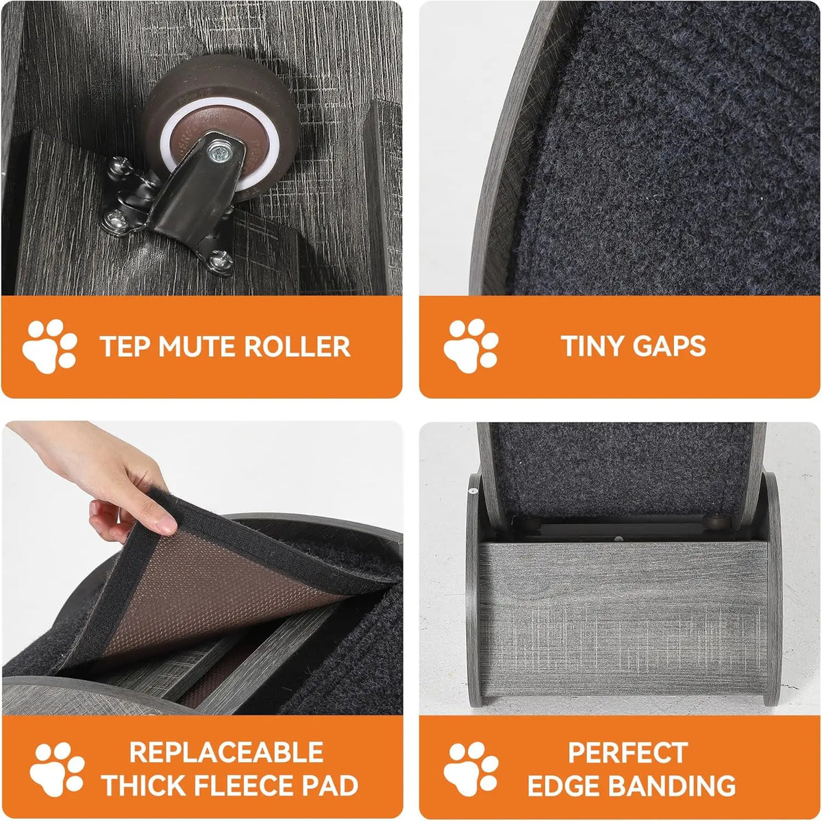 HiMISS Wooden Cat Exercise Wheel With Sisal Scratching Board