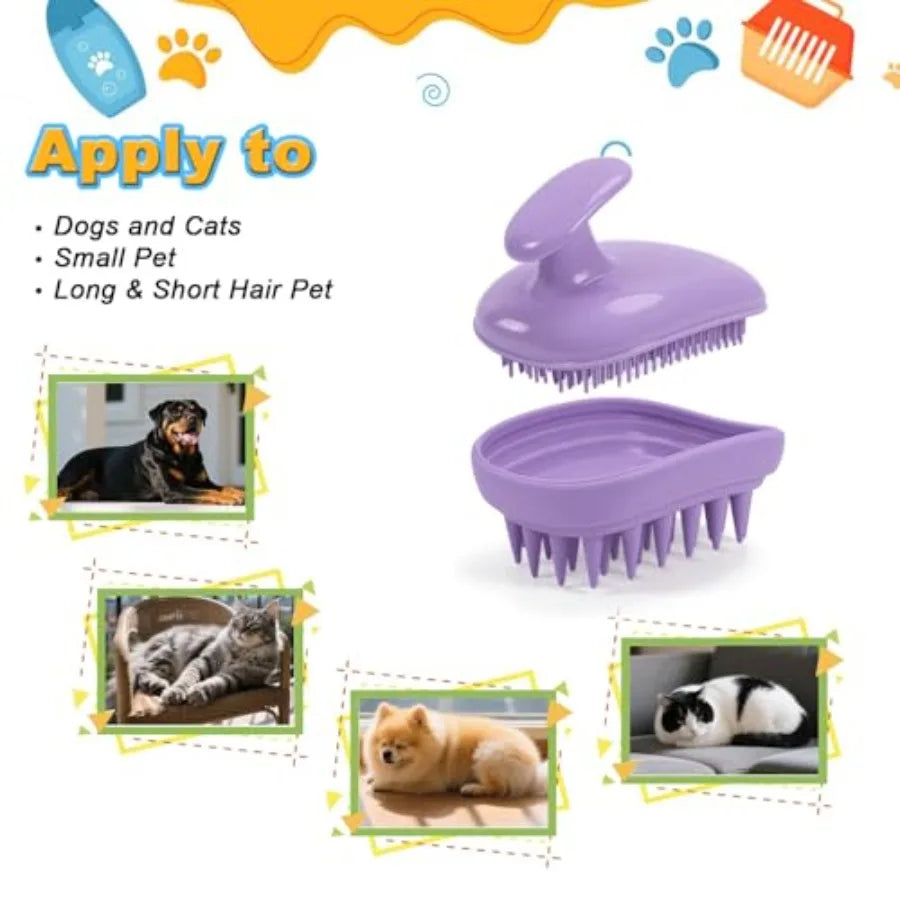 Silicone Dog Grooming Brush For Bath Massage And Daily Care