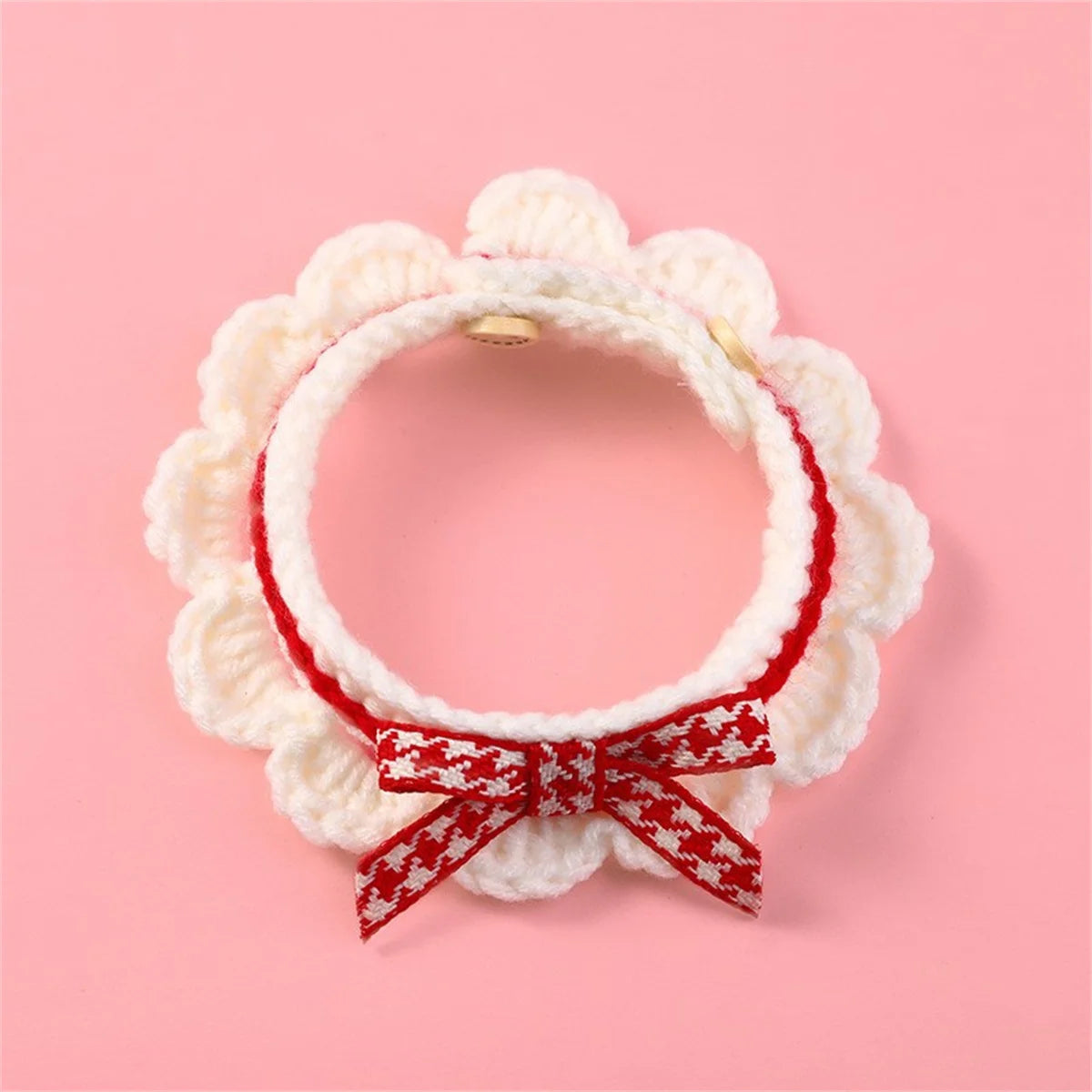 Adjustable Handknit Bow Collar For Cats And Puppies