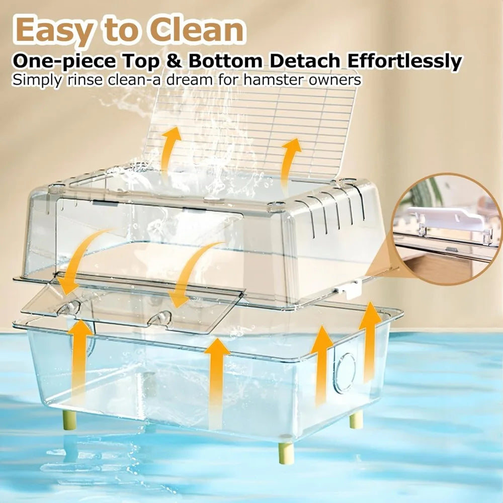 Crystal Clear Acrylic Hamster Cage With Stand Starter Kit