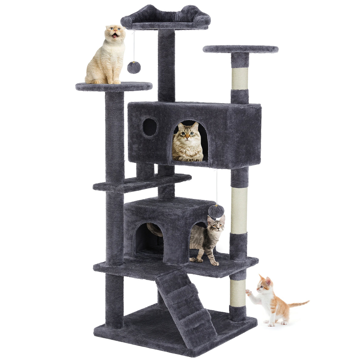 MCQ 54 Inch Indoor Five Tier Cat Tree With Sisal Posts
