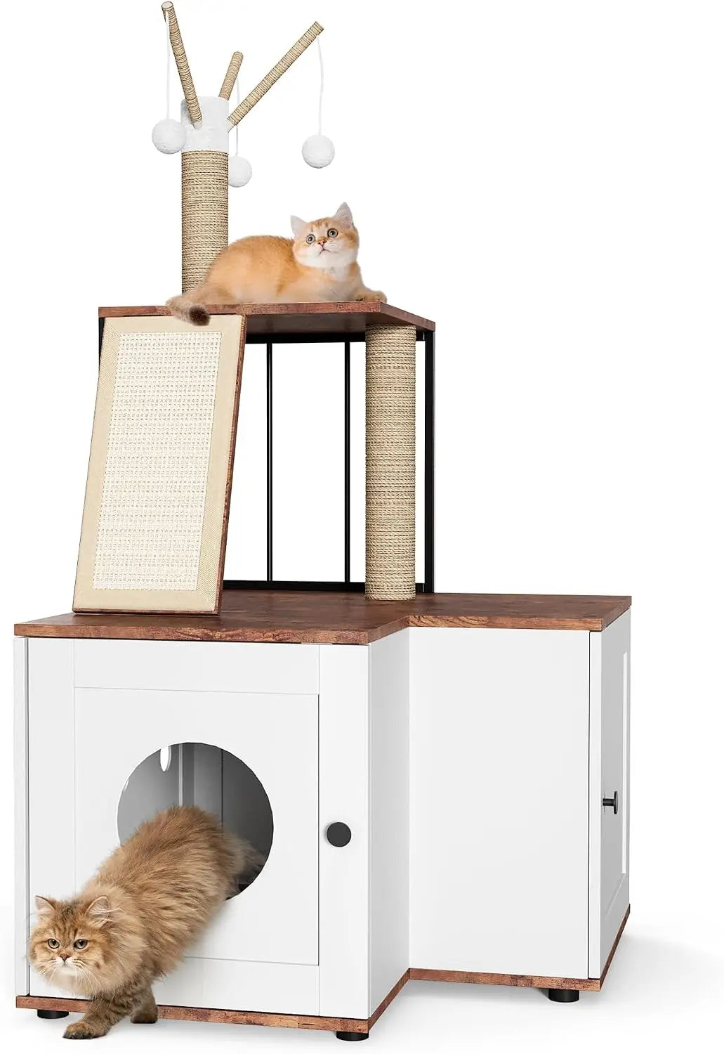 Garvee Wood Cat Corner Activity Tree Scratching Post Storage Cabinet