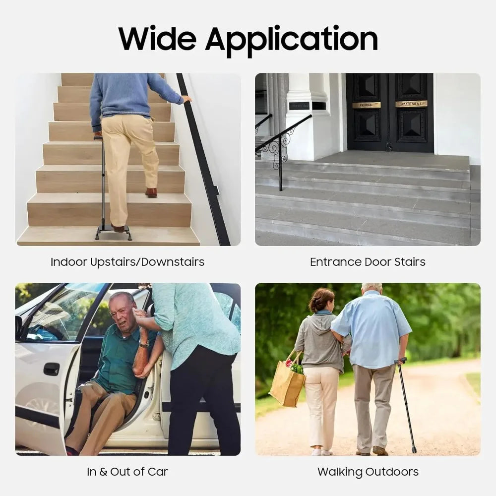 Aluminum Stair Climbing Cane With Adjustable Height Design