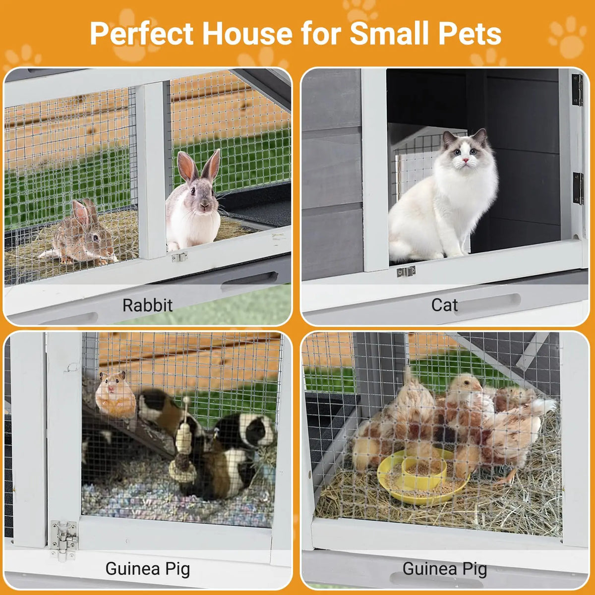 DishyKooker 2-Tier Bunny Hutch Wooden Rabbit Cage Indoor Outdoor
