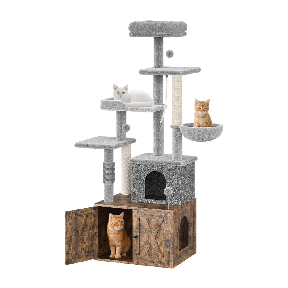 Modern 3 In 1 Cat Tree With Hidden Litter Box
