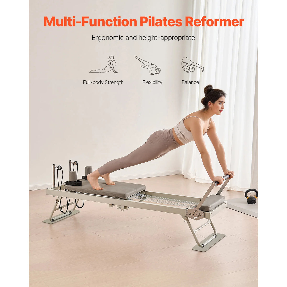 SucceBuy Foldable Pilates Reformer Machine With Dual Resistance