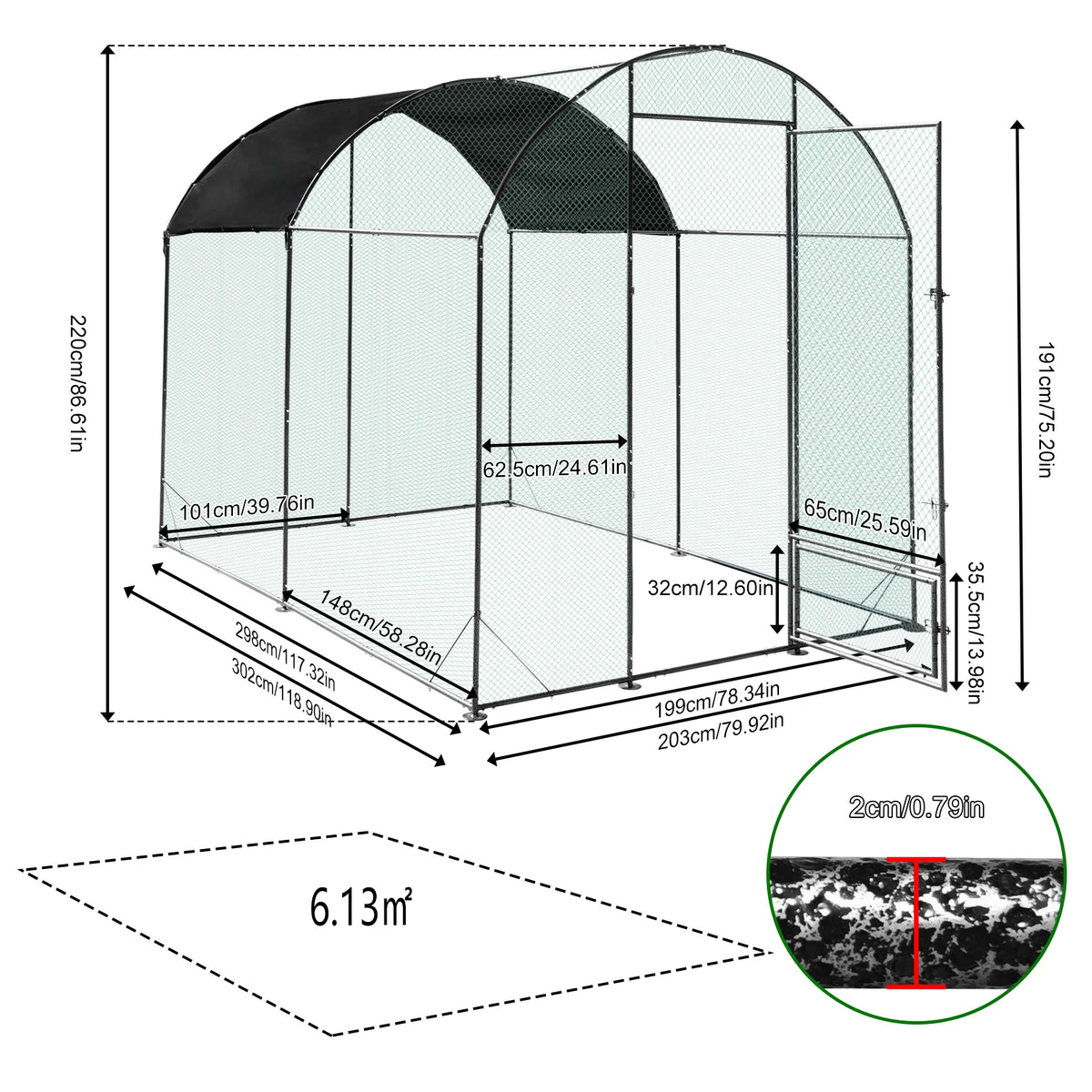 BORWART Walk-In Chicken Coop Cage With Nylon Netting