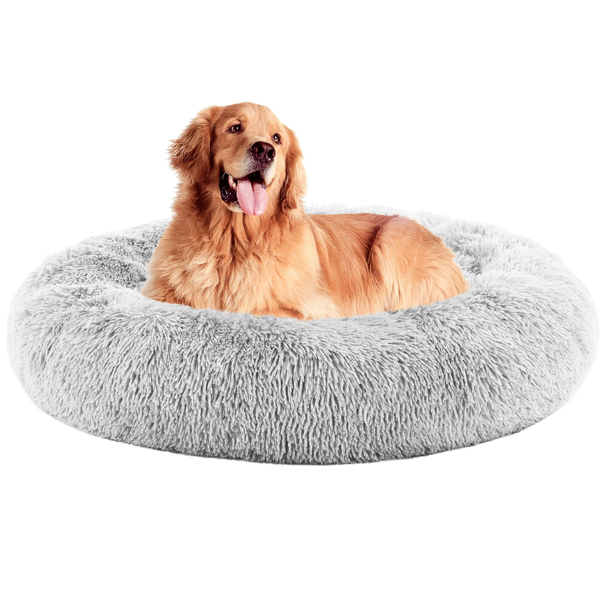 MCQ Round Faux Fur Orthopedic Dog Bed Machine Washable