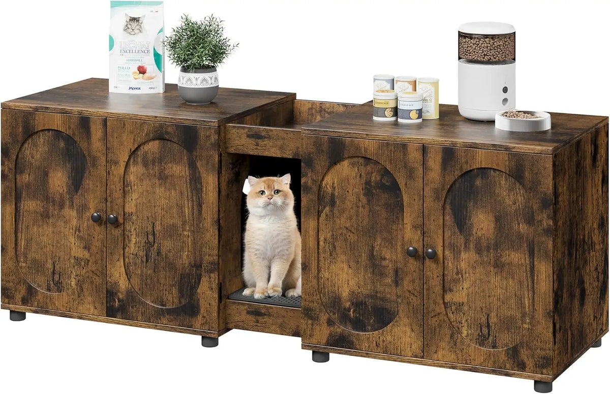 Studyset Double Litter Box Enclosure Furniture With Rattan Doors