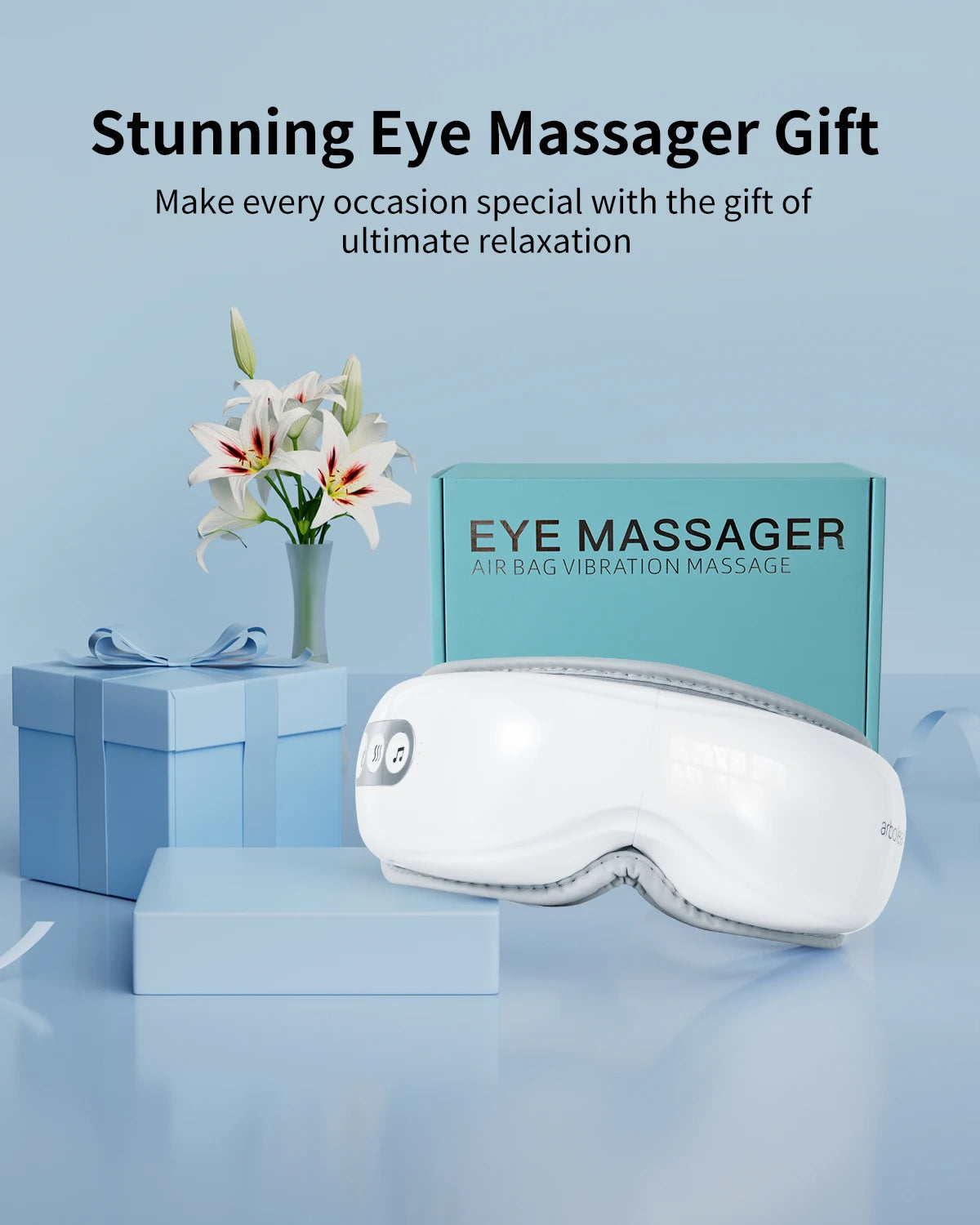 Portable Heated Eye Massager With Compression And Bluetooth Music