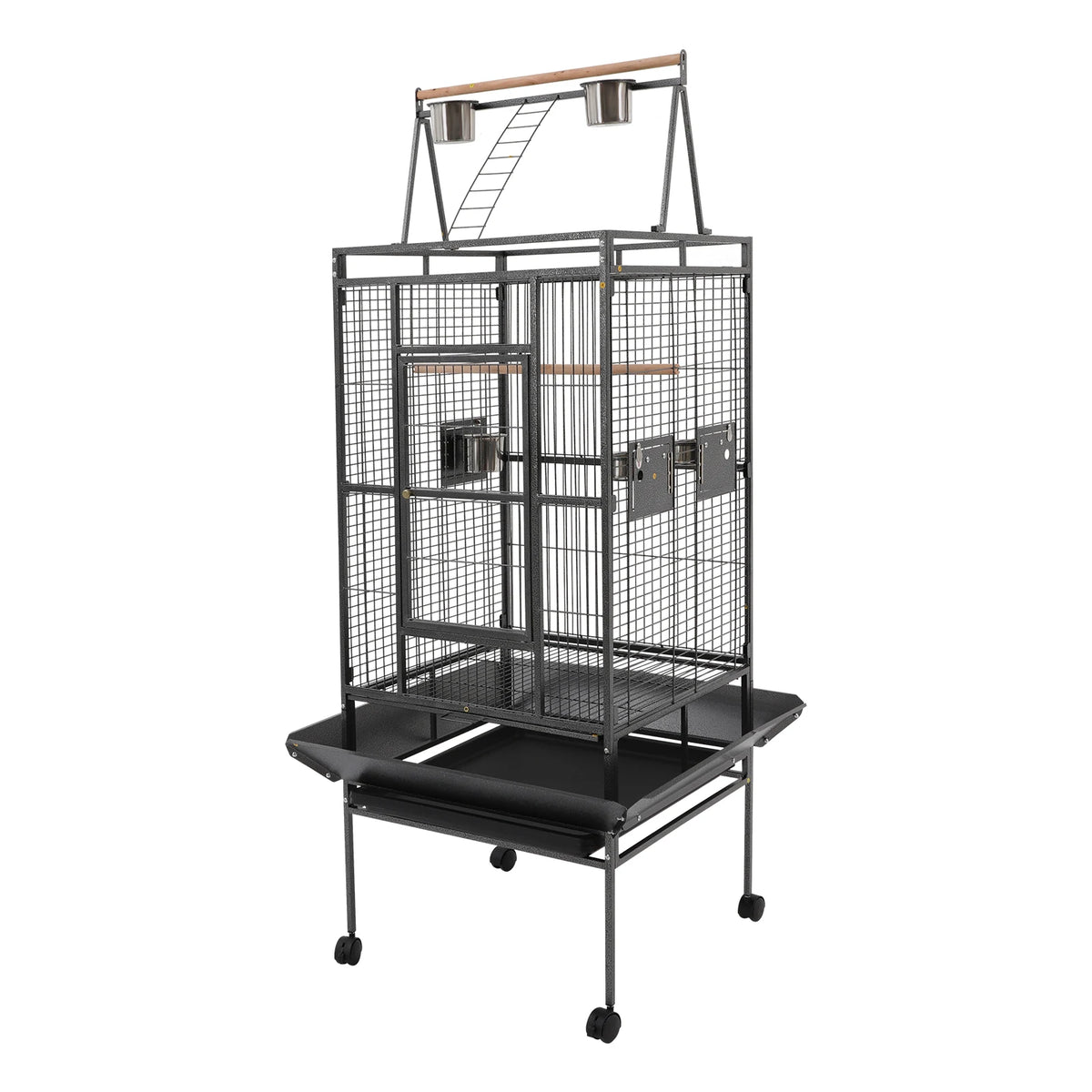 Spacious Rolling Parrot Aviary Cage With Lockable Wheels Metal Frame