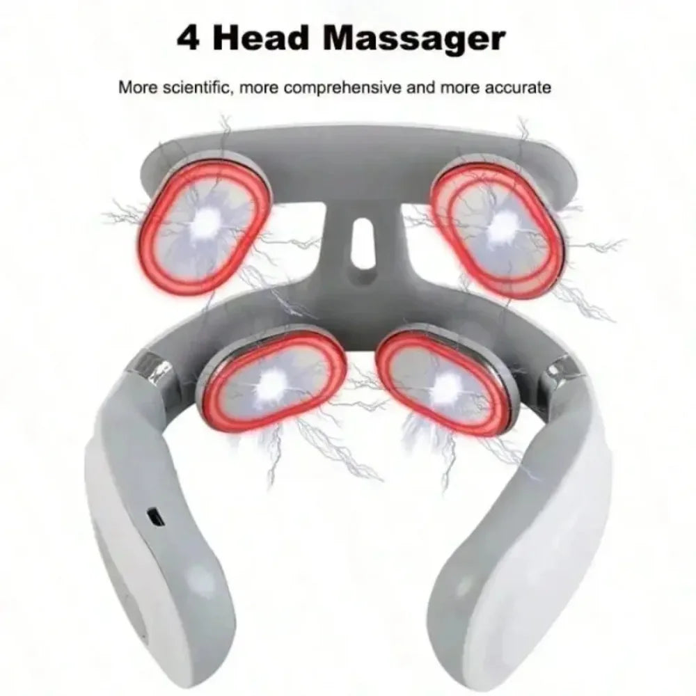 Lism Four Heads Usb Heating Neck Massager With Breathing Light