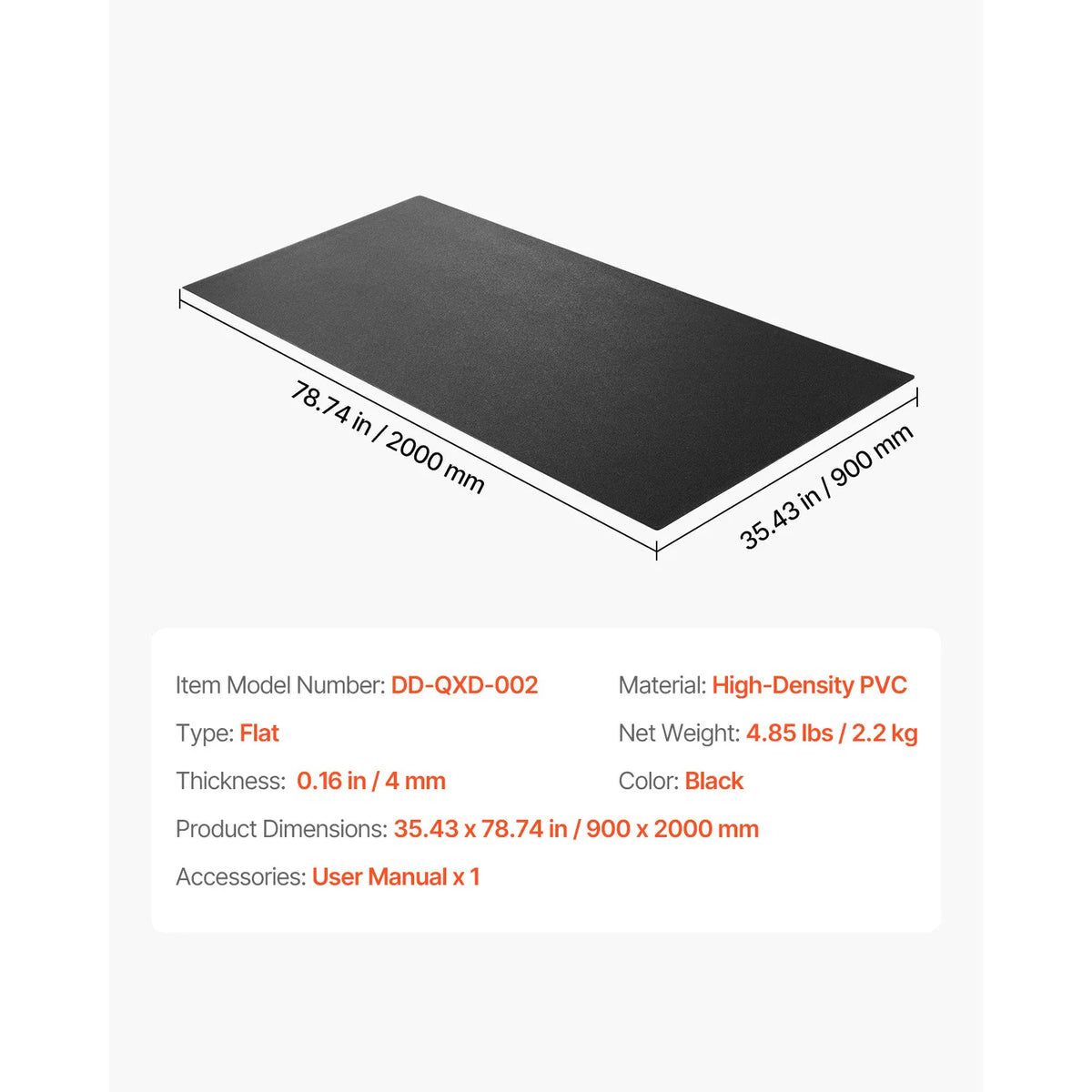 VEVOR Treadmill Mat Waterproof Non Slip Protective Floor Cover