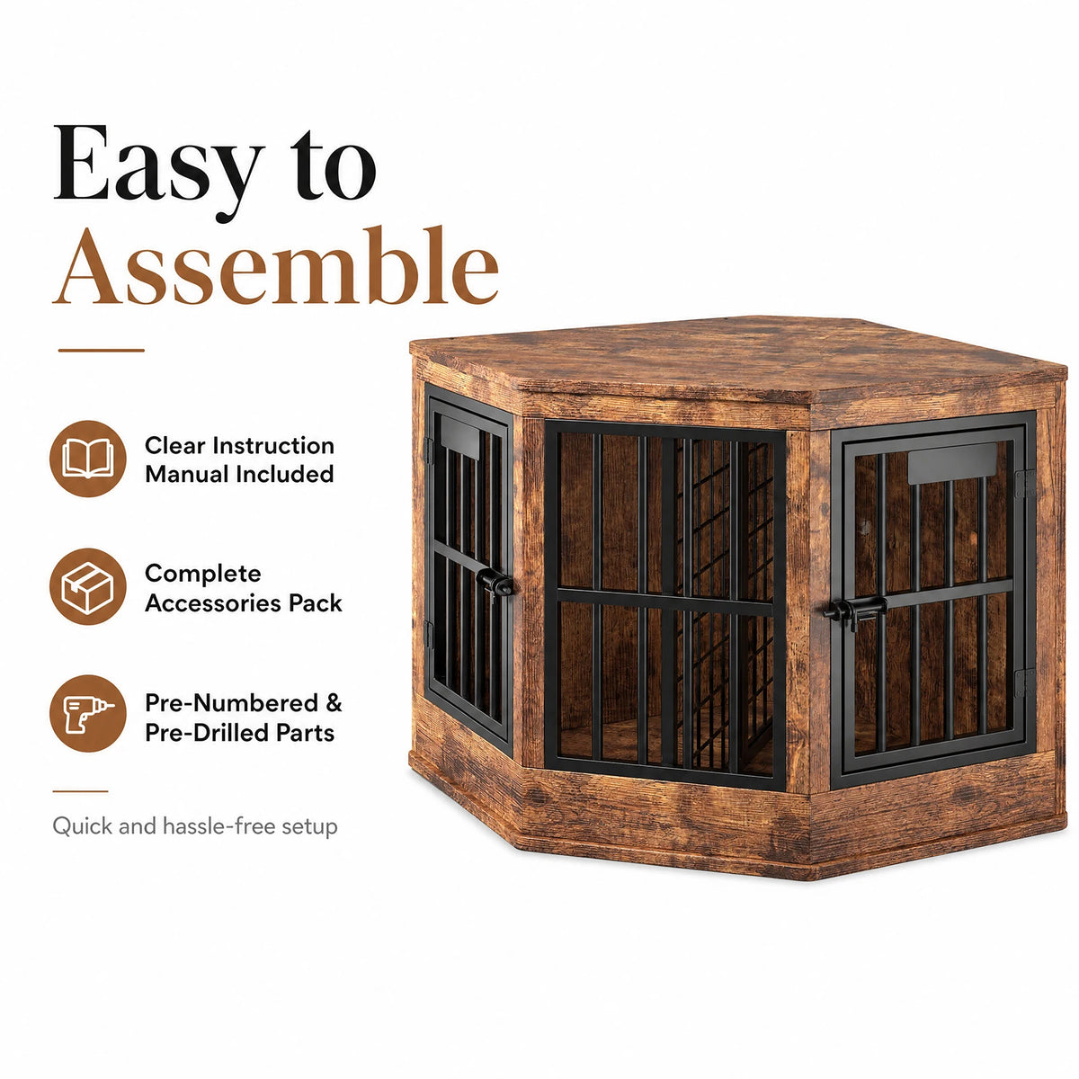 Modern Corner Dog Crate Furniture With Decorative TV Stand Design