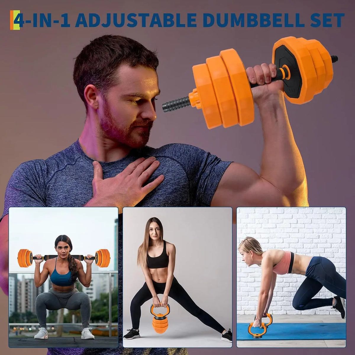 4-in-1 Adjustable Dumbbell Set for Home Gym Strength Training