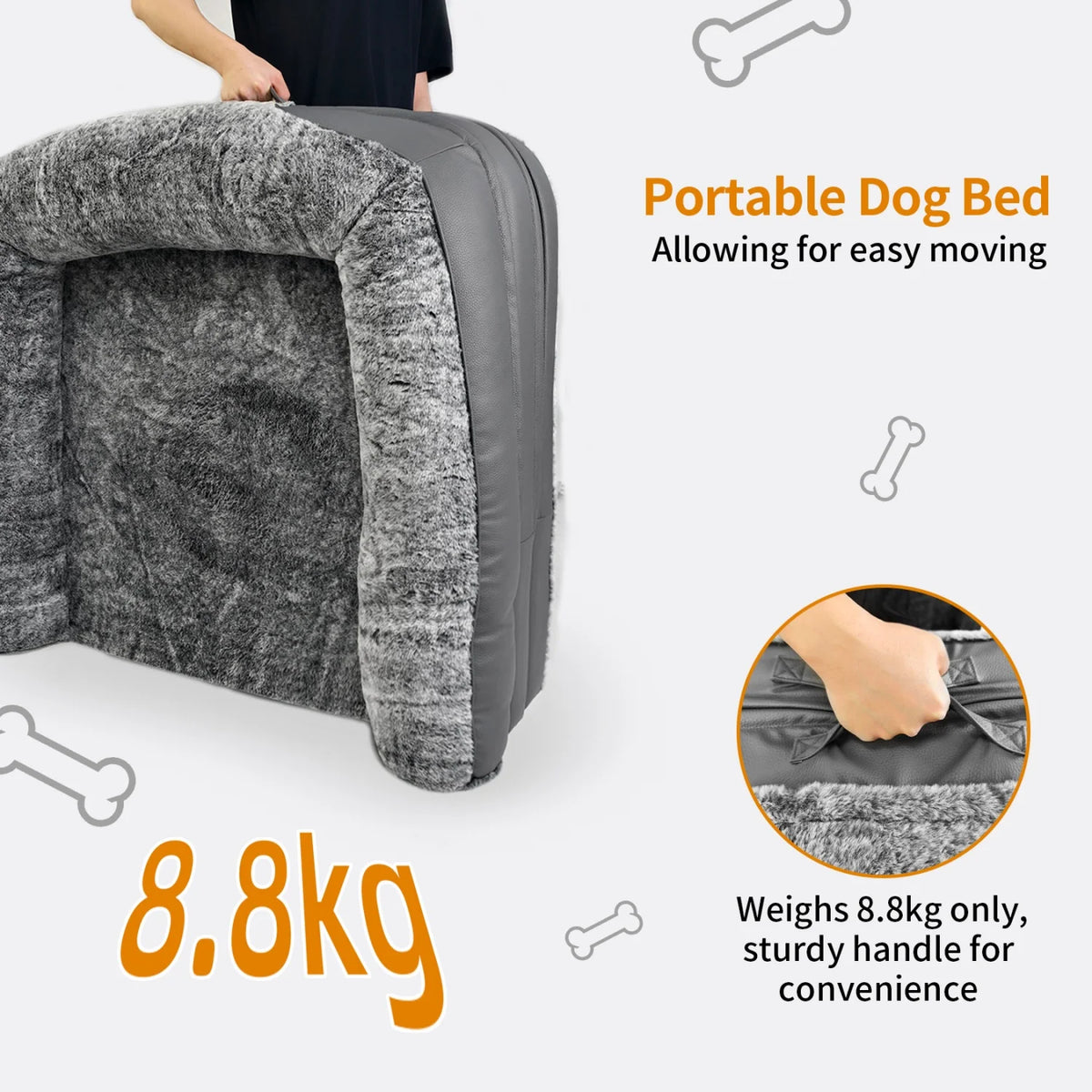 Bingopaw Orthopedic Human Dog Bed Folds Flat Plush Bolster Cushion