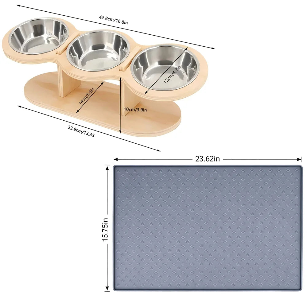 Stainless Cat Bowls In 1 Elevated Feeder Tilted 15 Degree