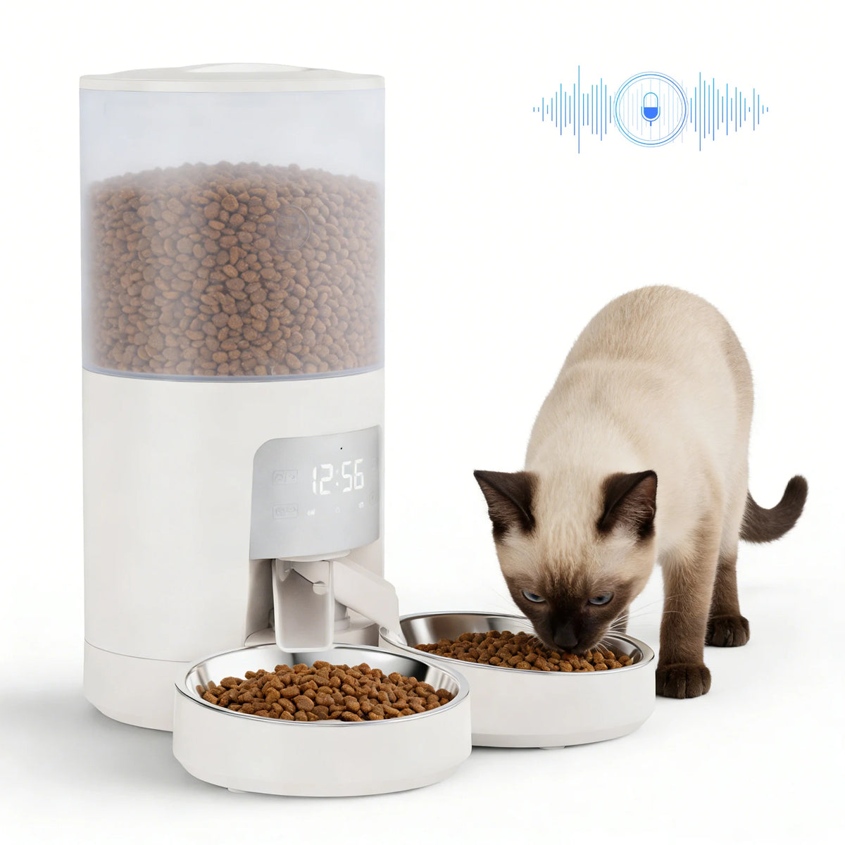 JHK 6L Automatic Cat Feeder With Timed Dual Stainless Bowls