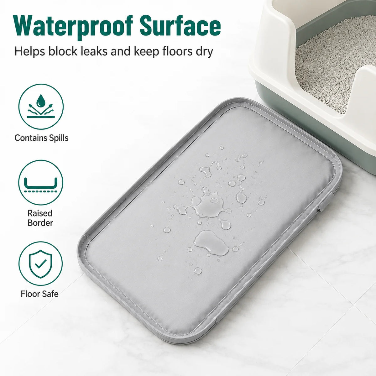 Non Slip Washable Waterproof Cat Litter Trapping Mat