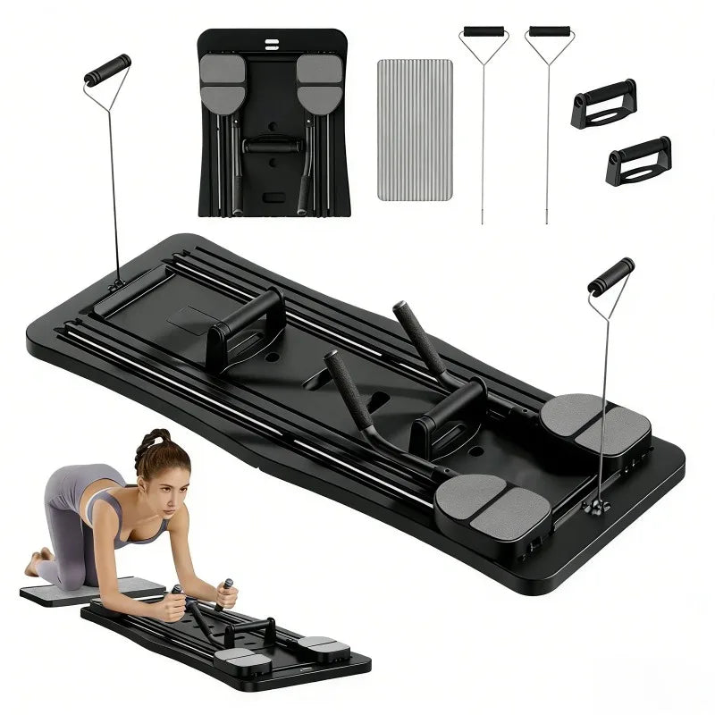 Foldable Pilates Sliding Board With Resistance Bands For Full Body Training