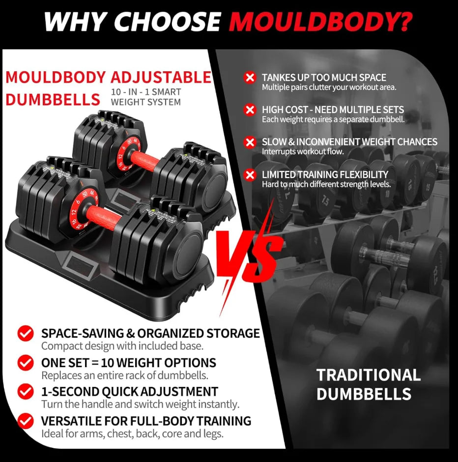 Professional Adjustable Dumbbells With Storage Base For Home Gym Training