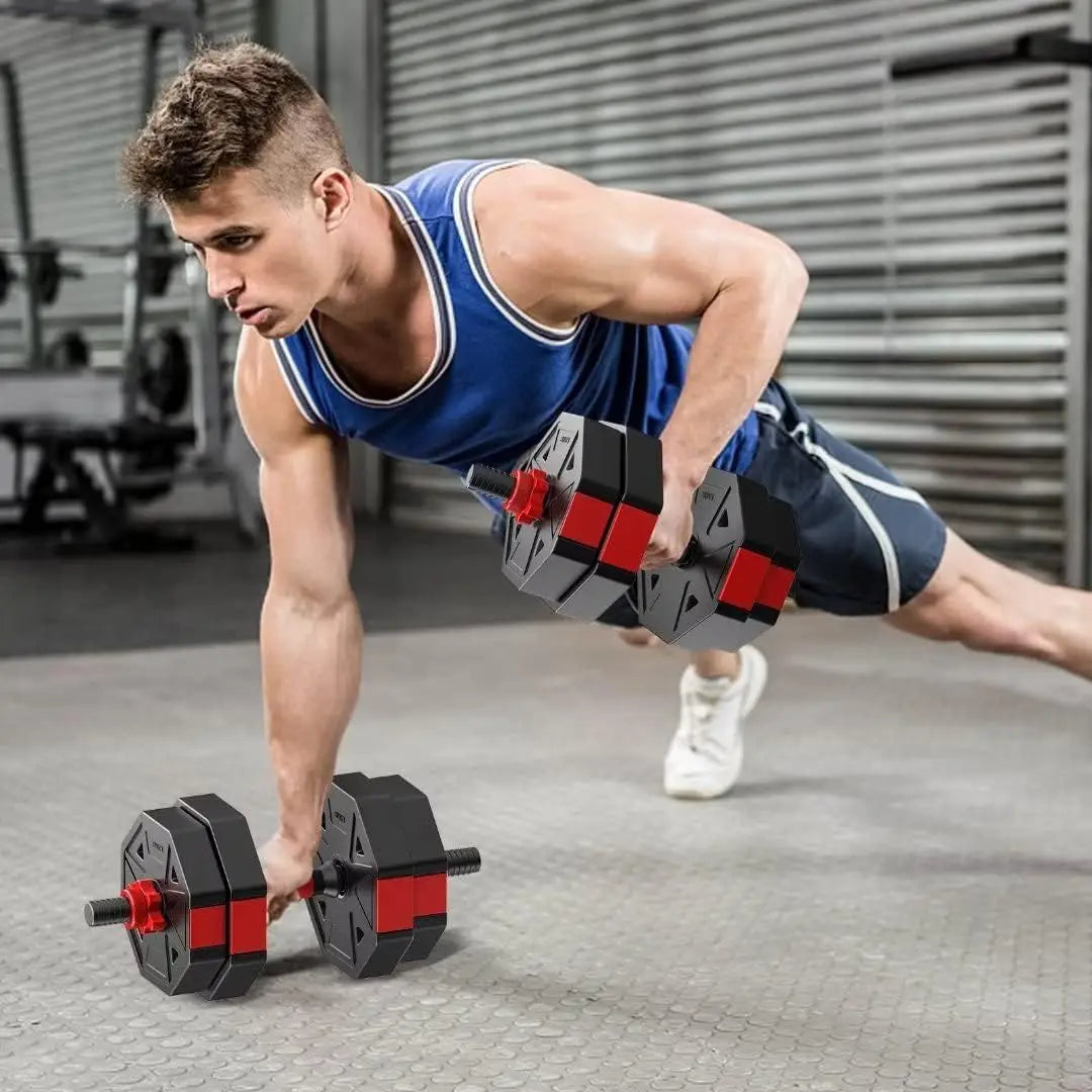 3-In-1 Adjustable Dumbbell To Barbell Fitness Set Anti-Slip Grip