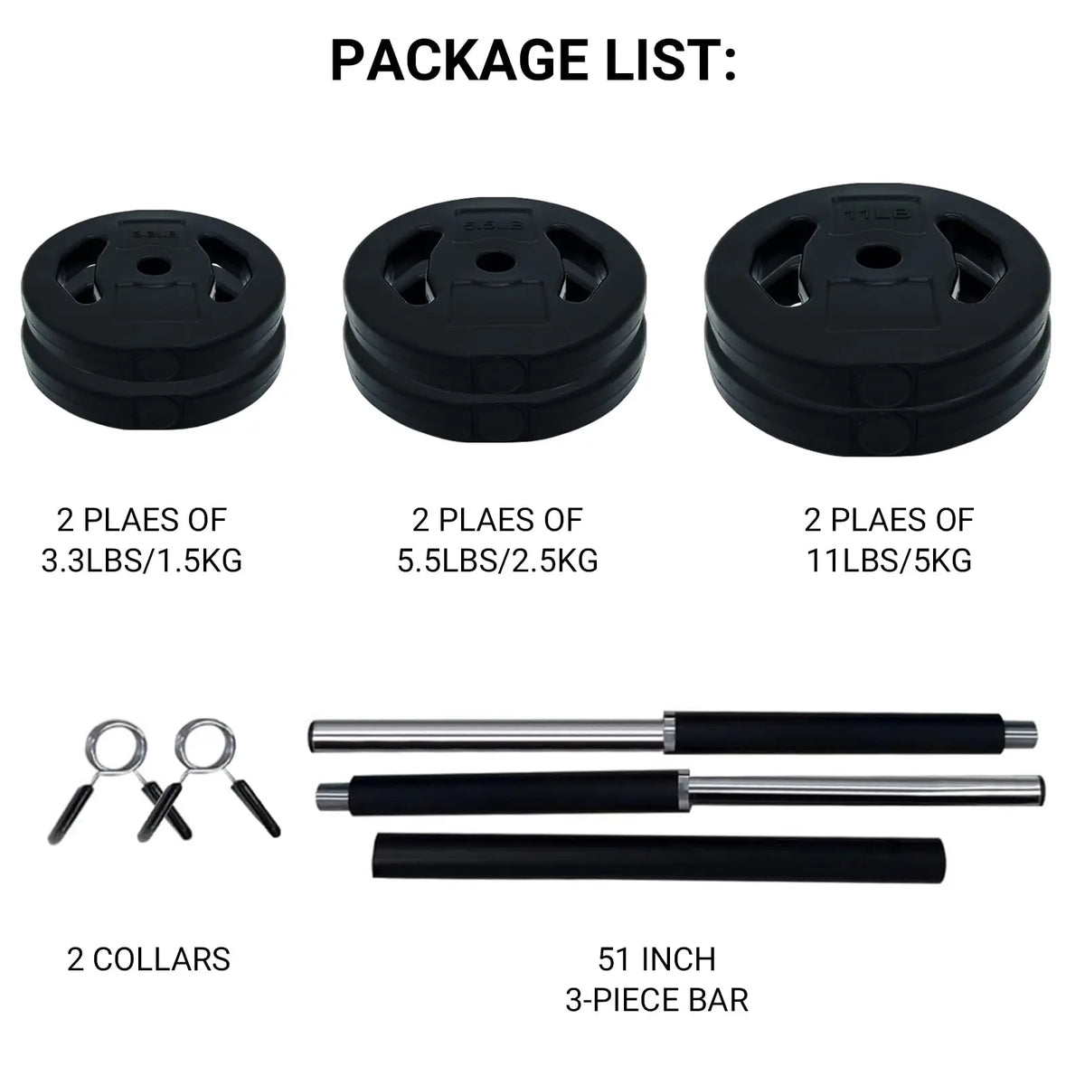Adjustable PU Coated Barbell Dumbbell Weight Set With Clamps