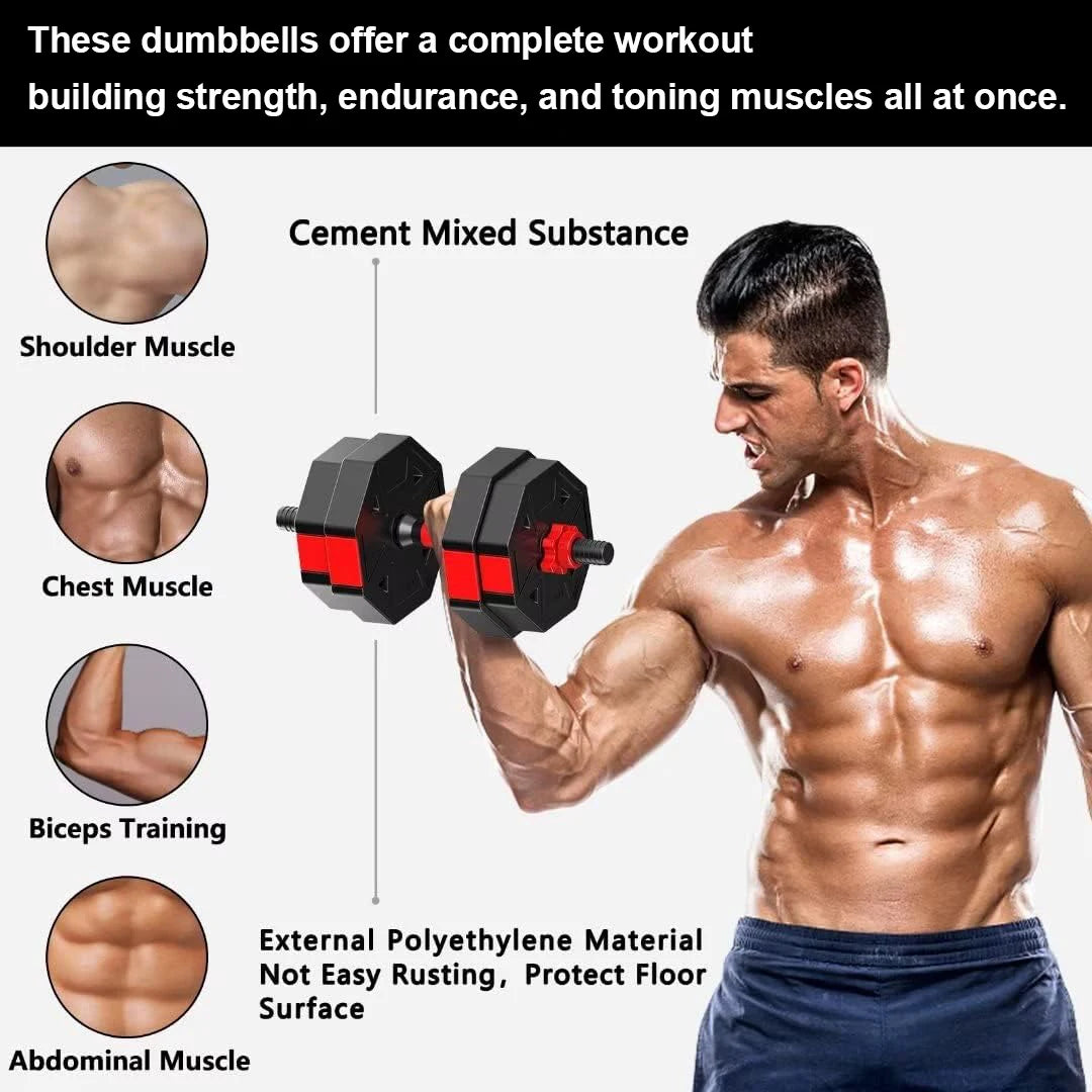 3-In-1 Adjustable Dumbbell To Barbell Fitness Set Anti-Slip Grip