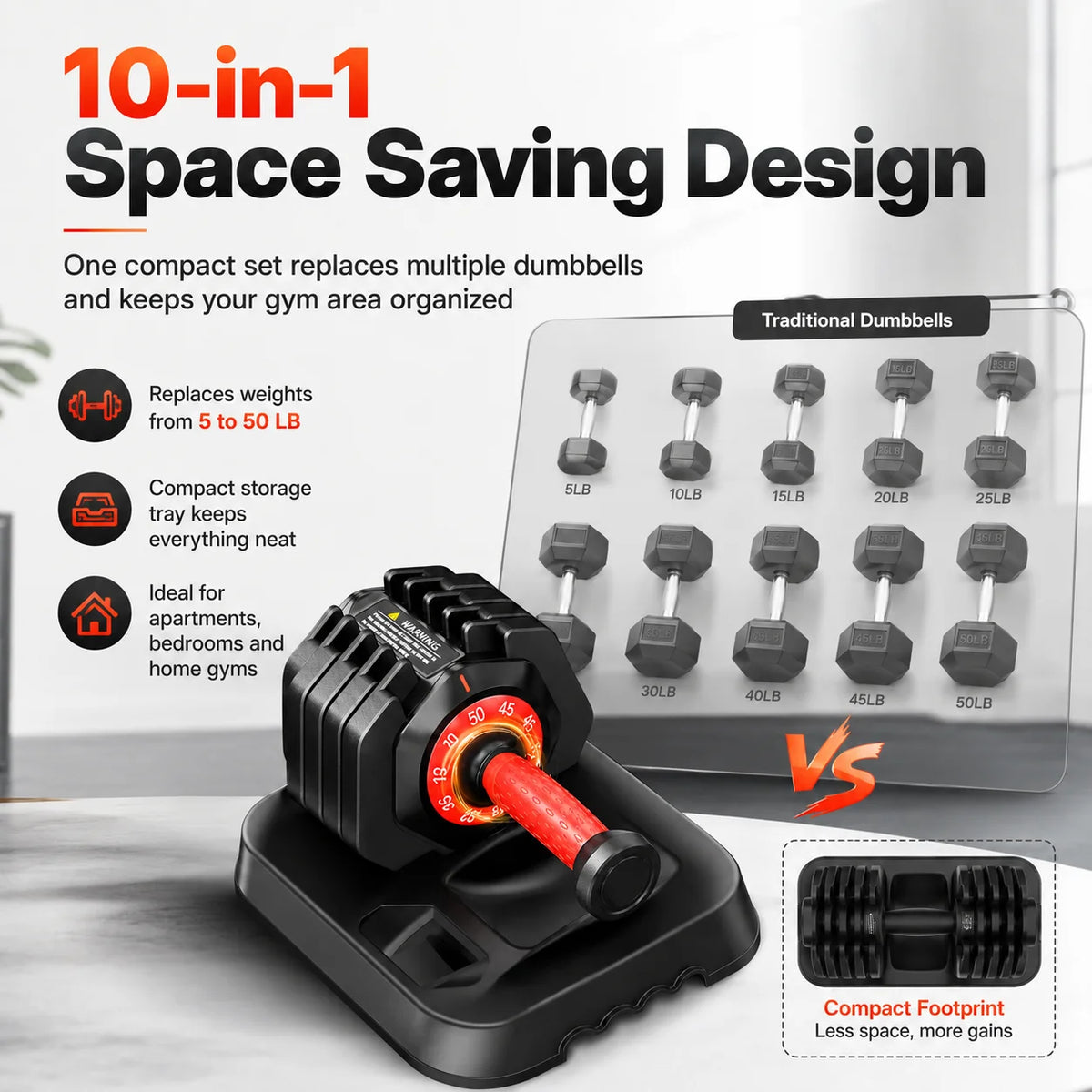 Adjustable Weight Dumbbell Set With Stand For Strength Training