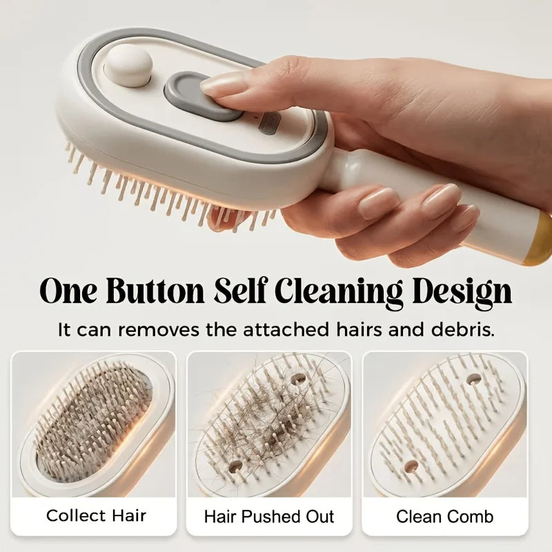 Cordless Electric Mist Hair Brush With Integrated Scalp Massager