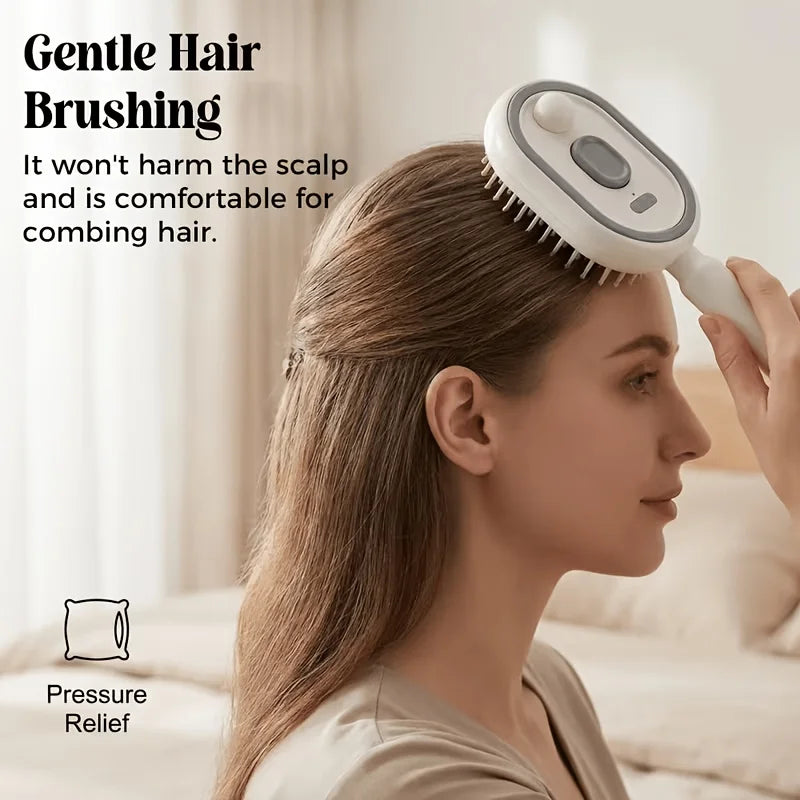 Cordless Electric Mist Hair Brush With Integrated Scalp Massager