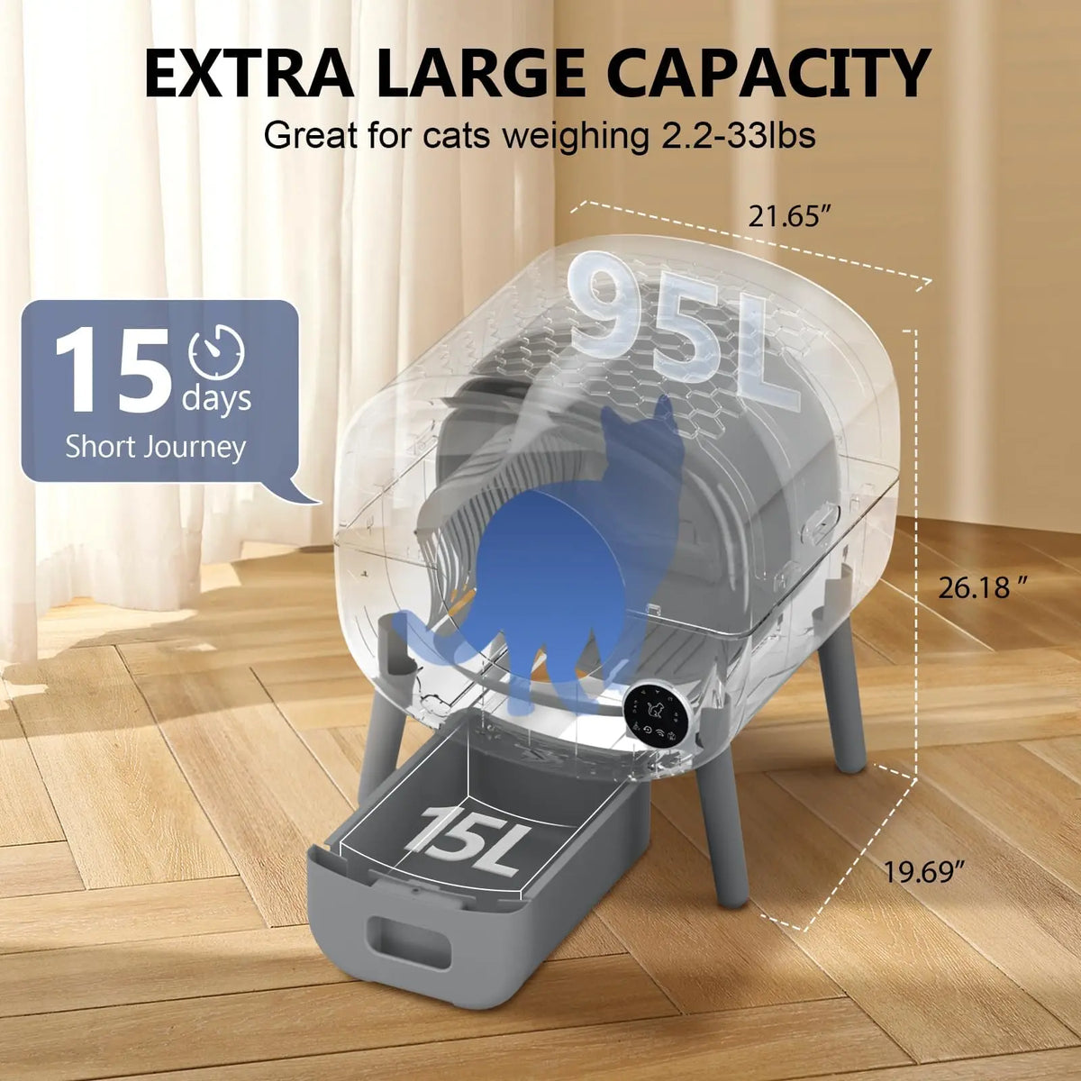 Smart Automatic Cat Litter Box With App Control And Sensors