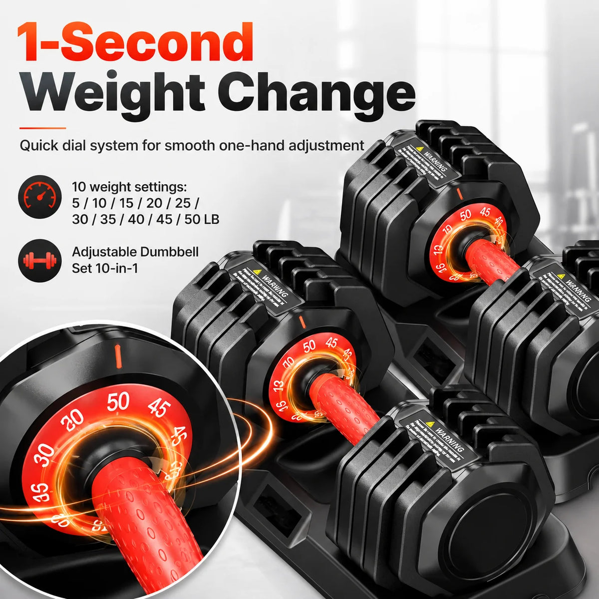 Adjustable Weight Dumbbell Set With Stand For Strength Training