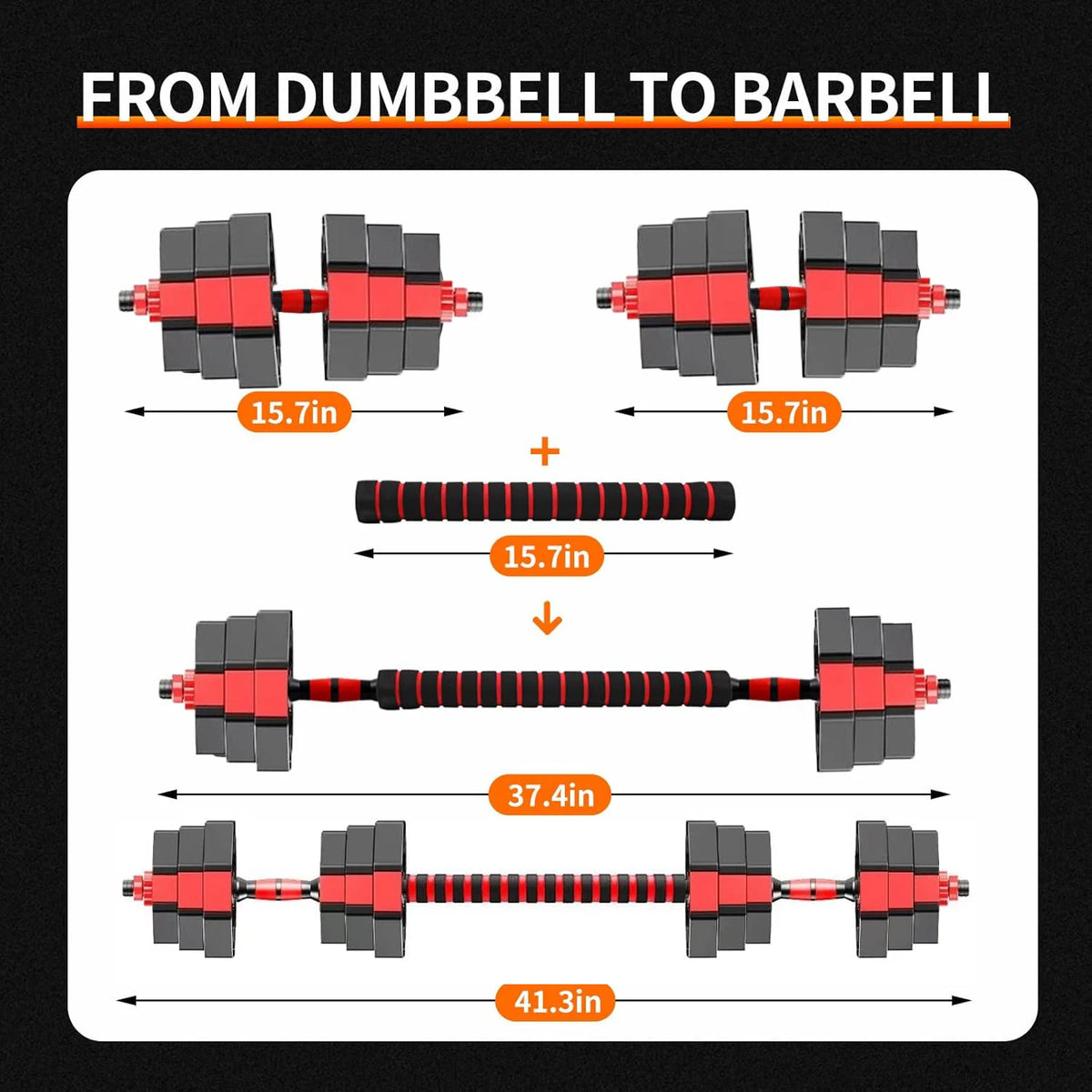 3-In-1 Adjustable Dumbbell To Barbell Fitness Set Anti-Slip Grip