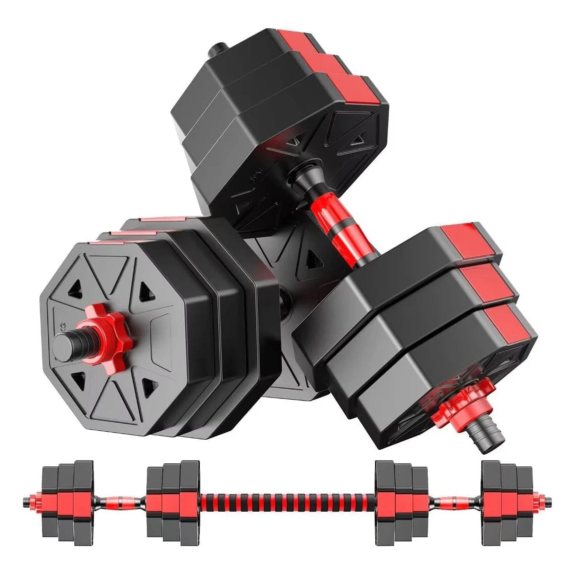 3-In-1 Adjustable Dumbbell To Barbell Fitness Set Anti-Slip Grip