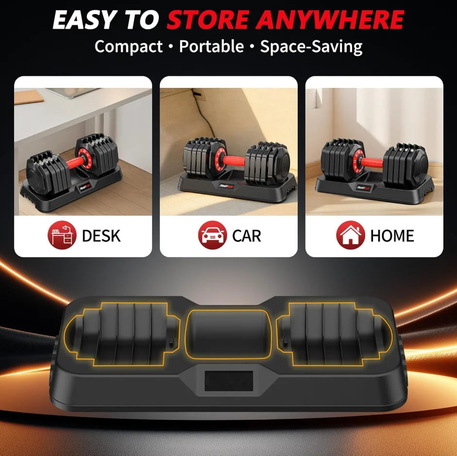 Professional Adjustable Dumbbells With Storage Base For Home Gym Training