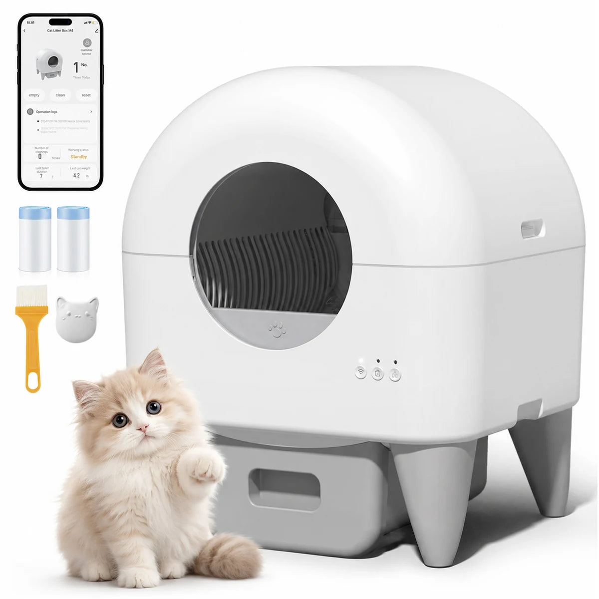 Smart Automatic Cat Litter Box Self Cleaning Enclosed Safety Sensors