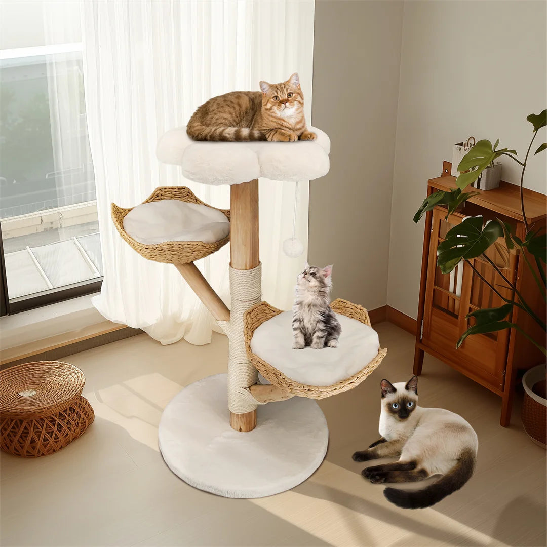 BingoPaw Modern Four Tier Cat Climbing Tree With Plush And Sisal