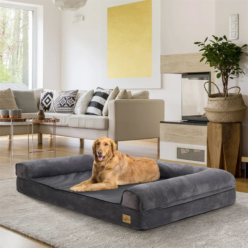Borwart Orthopedic Dog Bed With Memory Foam Waterproof Removable Cover