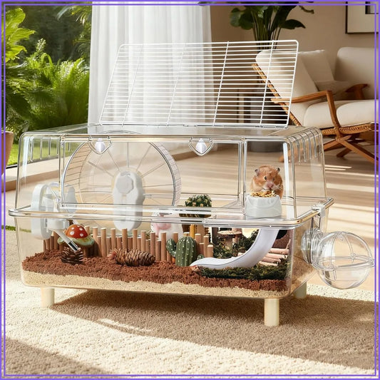 Crystal Clear Acrylic Hamster Cage With Stand Starter Kit