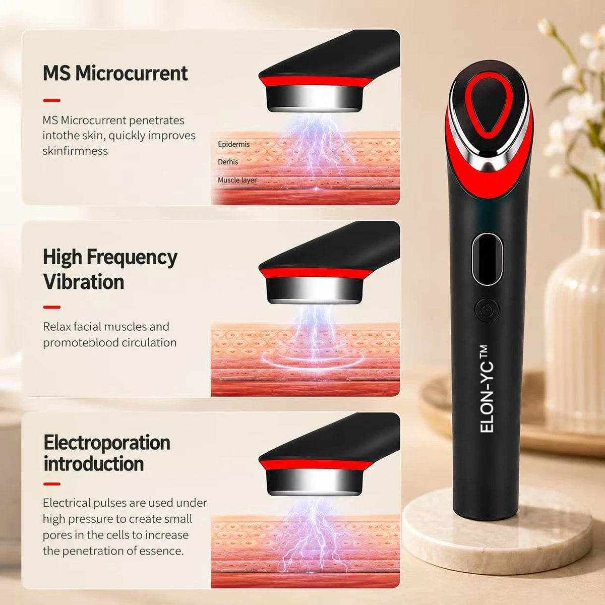 LED EMS Face Massager Microcurrent Lifting Beauty Device