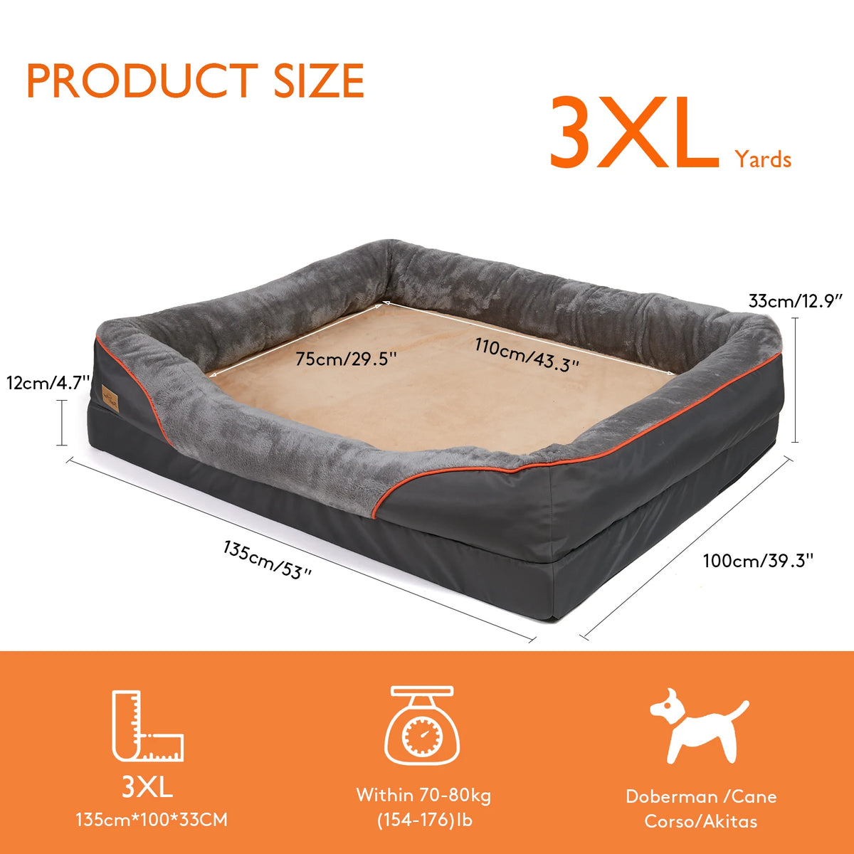 Bingopaw Large Dog Bed Soft Fleece Removable Wash Cover