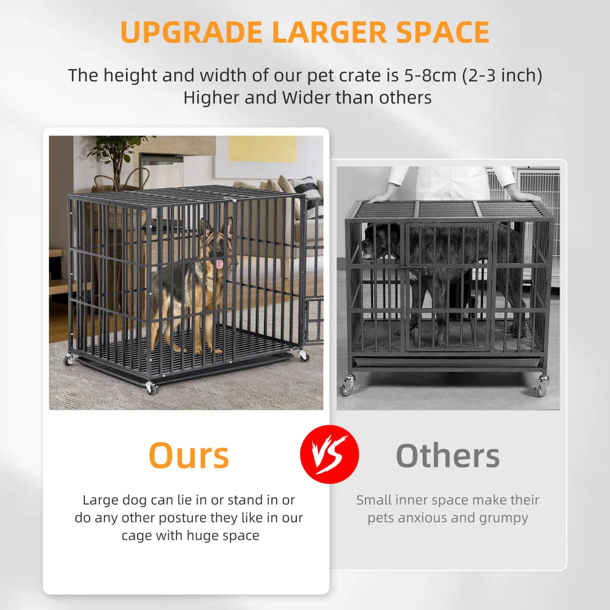 BINGOPAW Metal Dog Crate 4 Lockable Wheels Heavy Duty