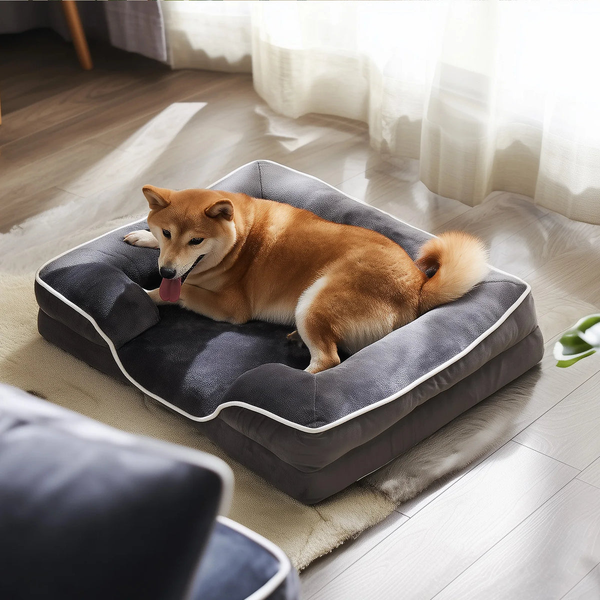 MCQ Large Memory Foam Dog Bed With Machine Washable Cover