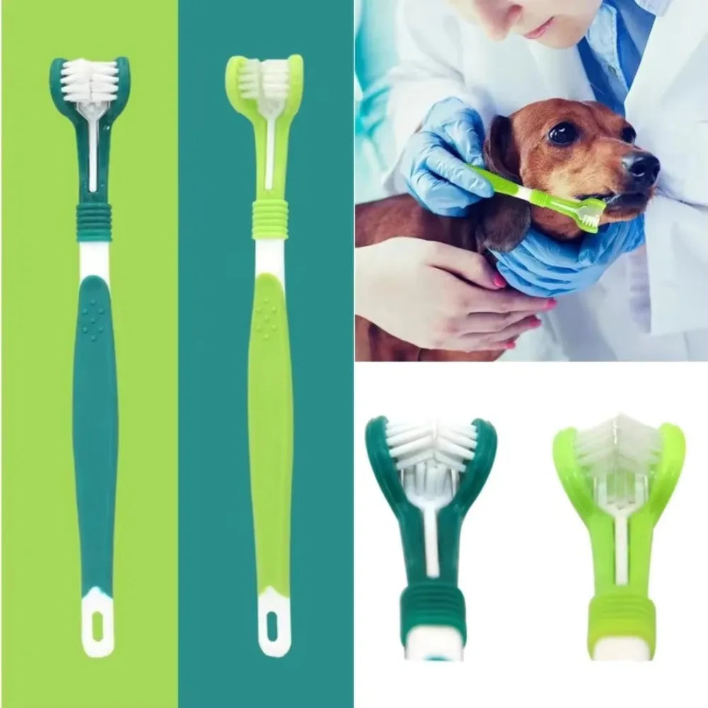 Triple Sided Pet Toothbrush For Effective Oral And Dental Care