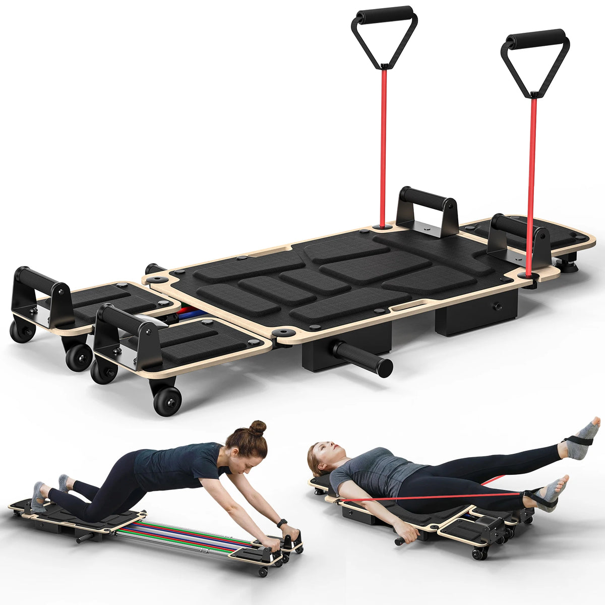 Foldable 5 In 1 Pilates Reformer For Full Body Home Gym