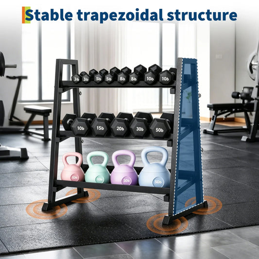 Heavy Duty Three Tier Dumbbell Rack For Home Gym Storage
