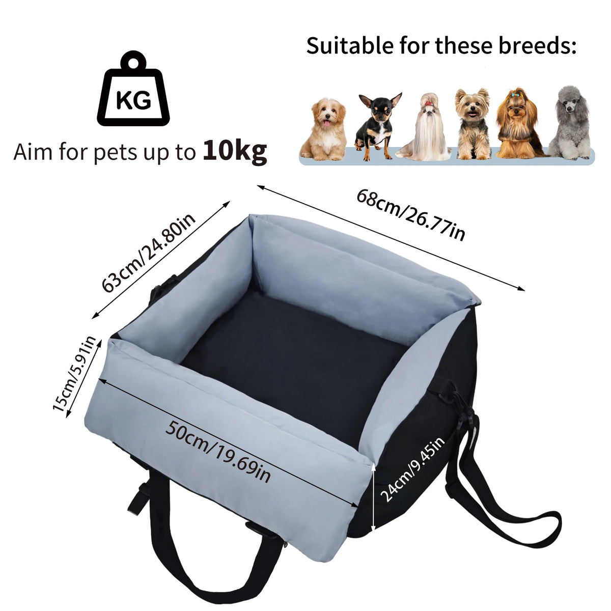 Borwart Portable Dog Car Seat With Safety Belt